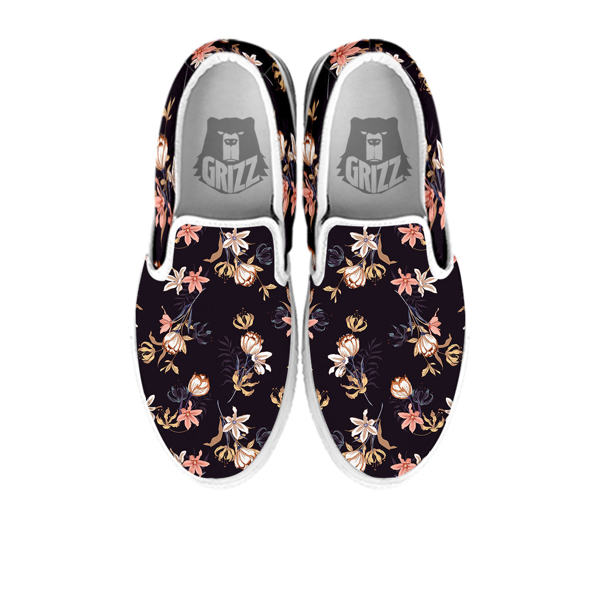 Wild Flower Print Pattern White Slip On Shoes-grizzshop