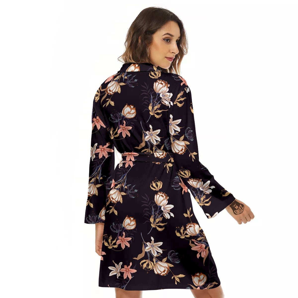 Wild Flower Print Pattern Women's Robe-grizzshop