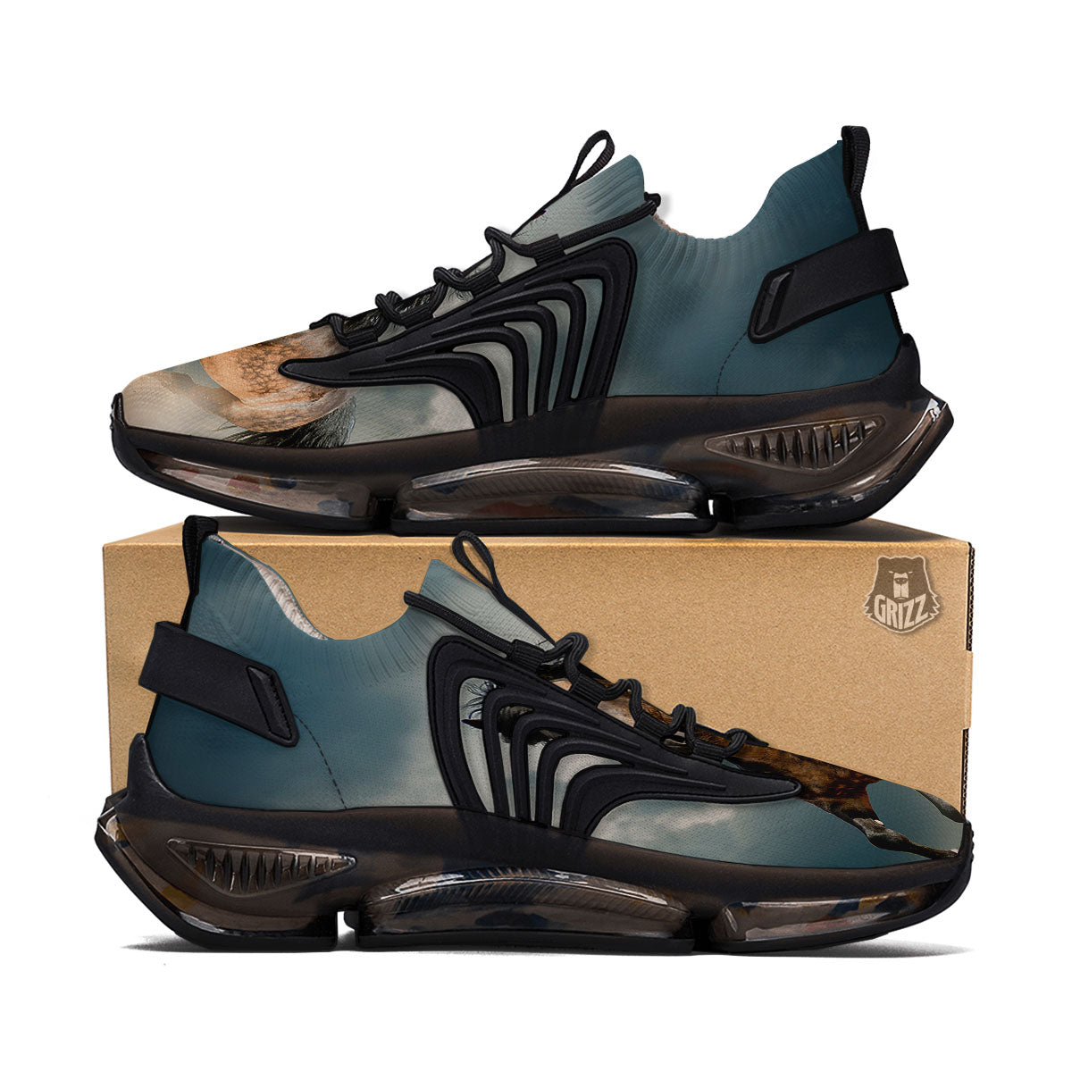 Wild Horses Running Print Black Gym Shoes-grizzshop
