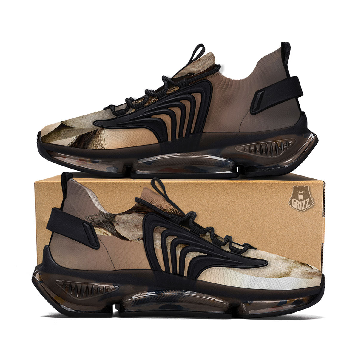Wild Stallion Horse Running Print Black Gym Shoes-grizzshop