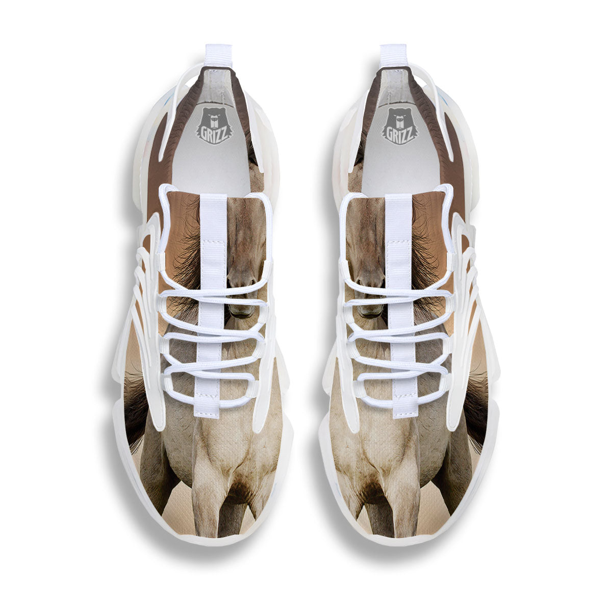 Wild Stallion Horse Running Print White Gym Shoes-grizzshop