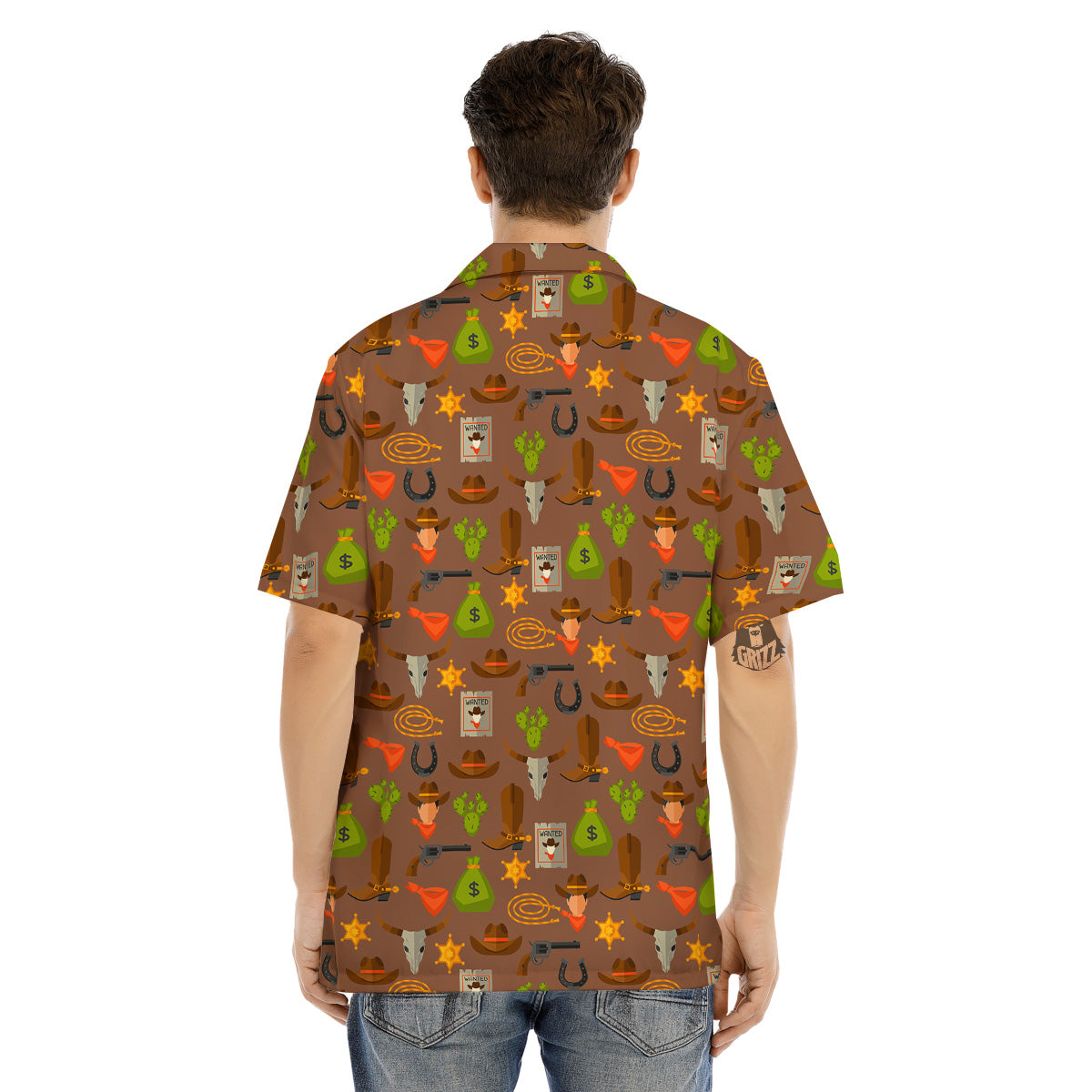 Wild West And Emoji Cowboy Style Print Pattern Men's Hawaiian Shirt-grizzshop