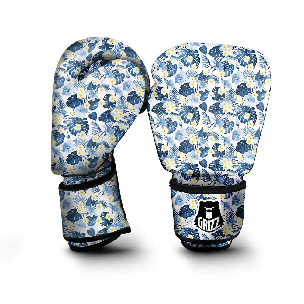 Wildflowers Blue Hawaiian Print Pattern Boxing Gloves-grizzshop