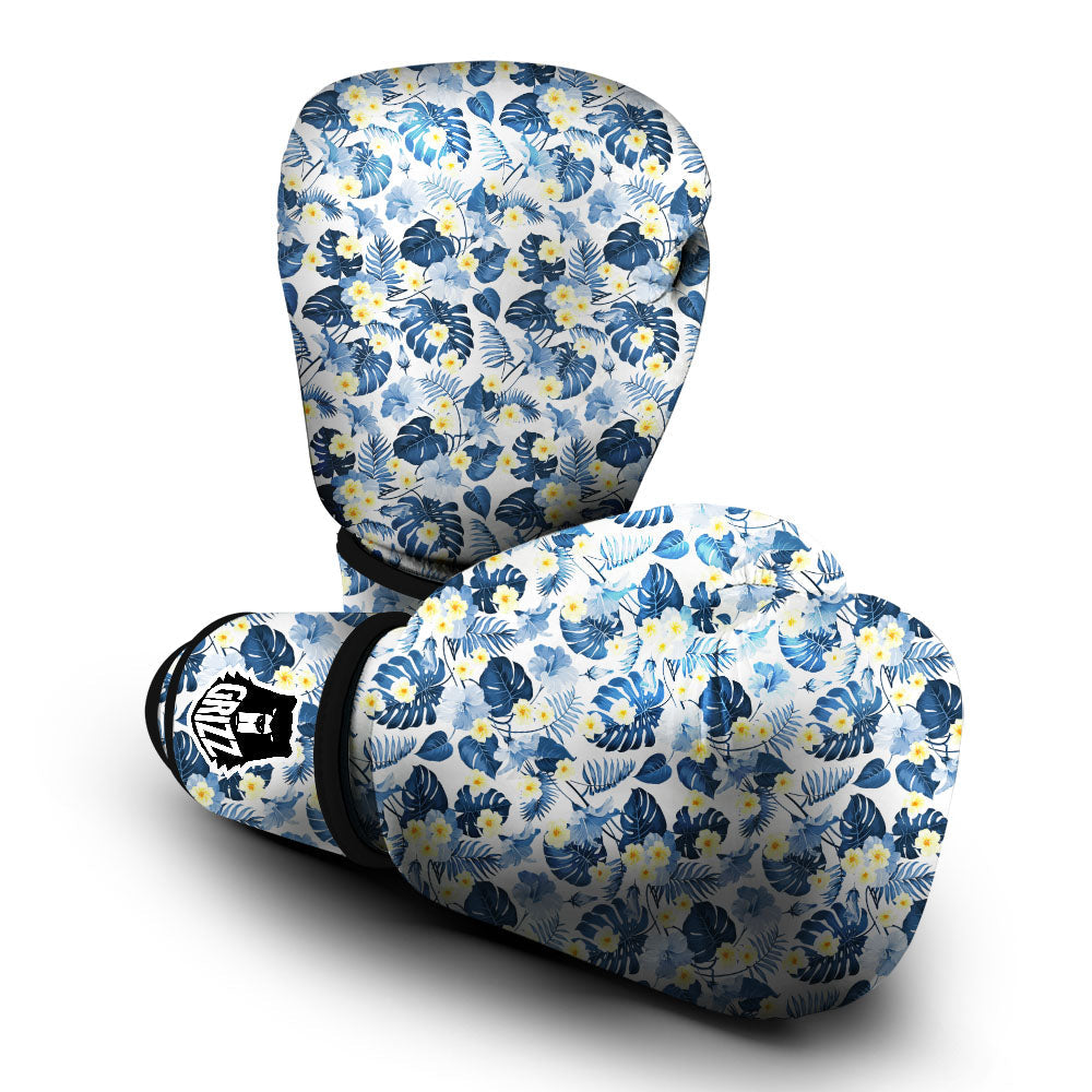 Wildflowers Blue Hawaiian Print Pattern Boxing Gloves-grizzshop