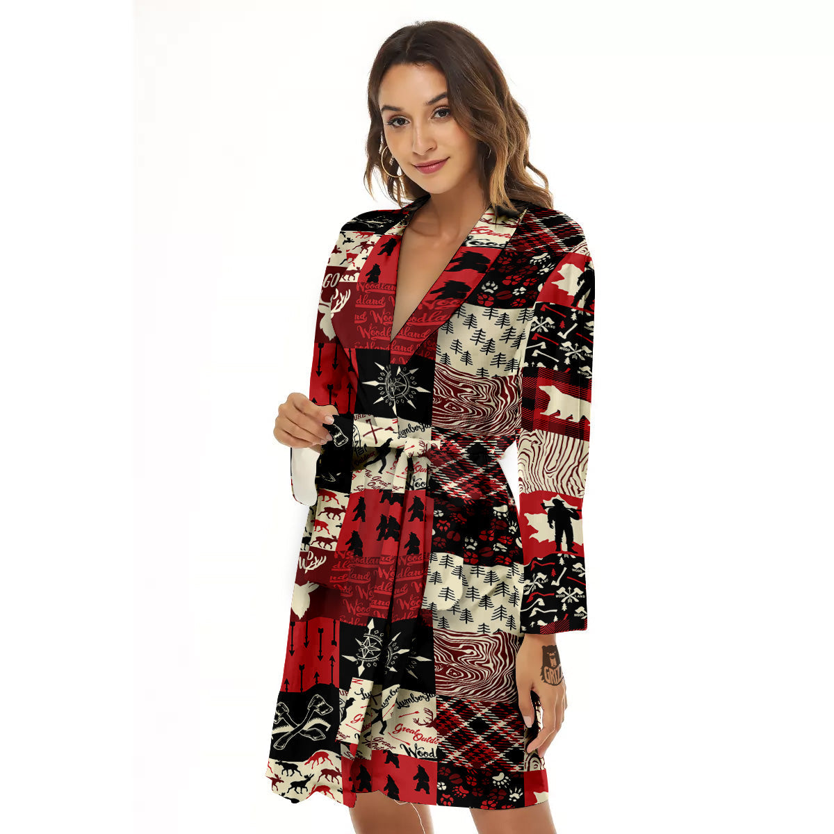 Wildlife Red Plaid Print Pattern Women's Robe-grizzshop