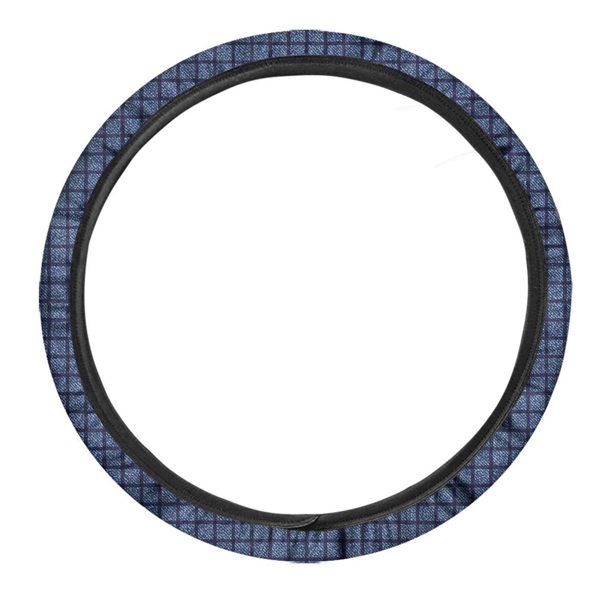 Windowpane Denim Print Pattern Car Steering Wheel Cover-grizzshop