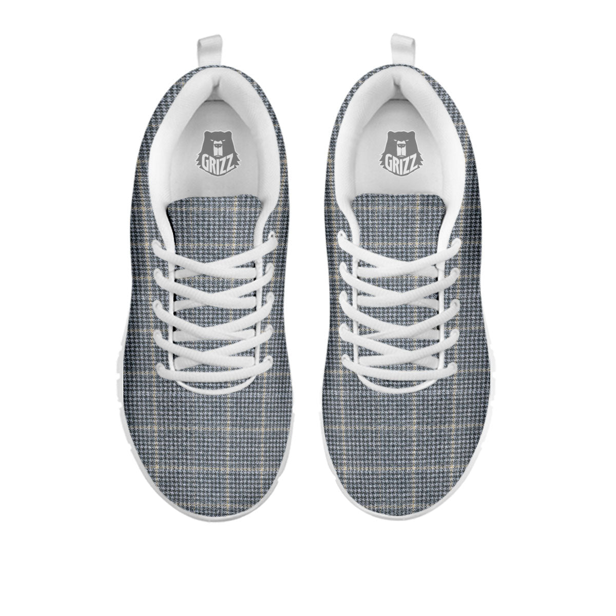 Windowpane Grey Print Pattern White Sneaker-grizzshop