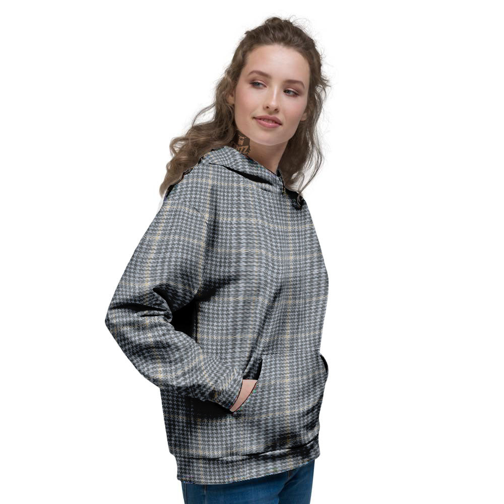 Windowpane Grey Print Pattern Women's Hoodie-grizzshop