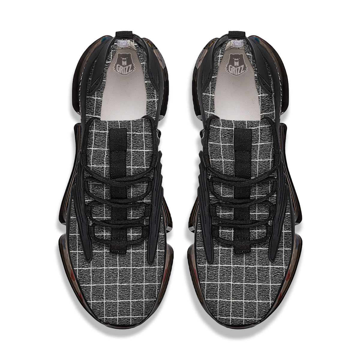 Windowpane Noisy Print Pattern Black Gym Shoes-grizzshop