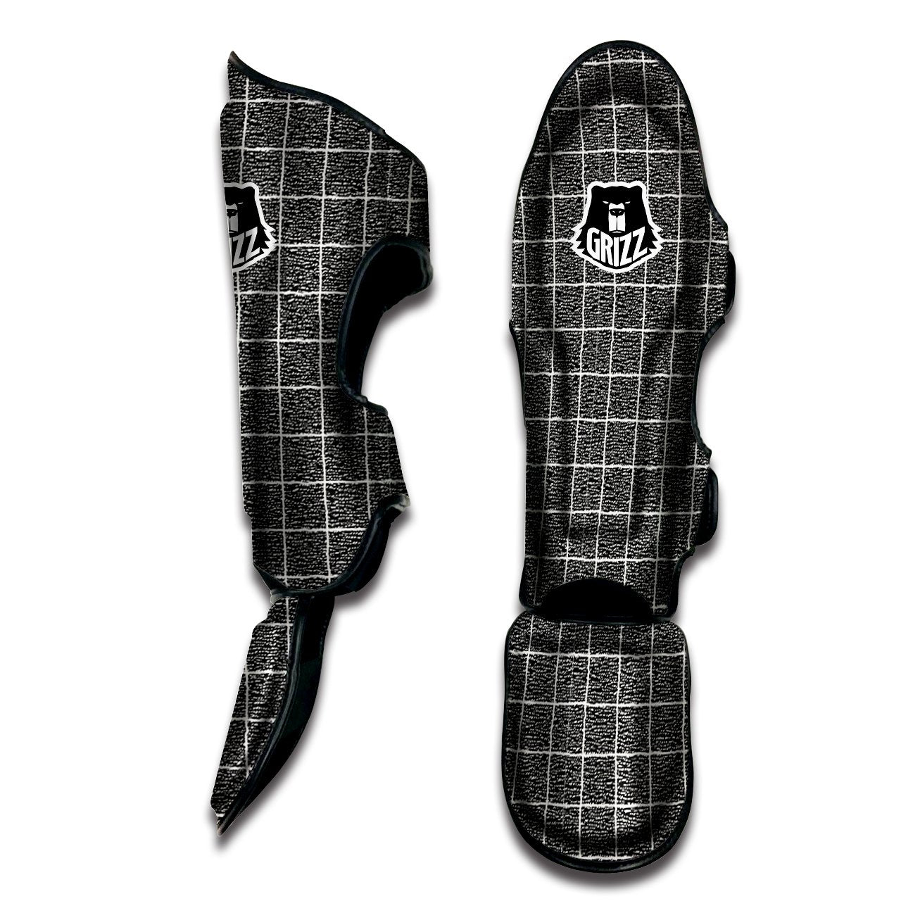 Windowpane Noisy Print Pattern Muay Thai Shin Guards-grizzshop