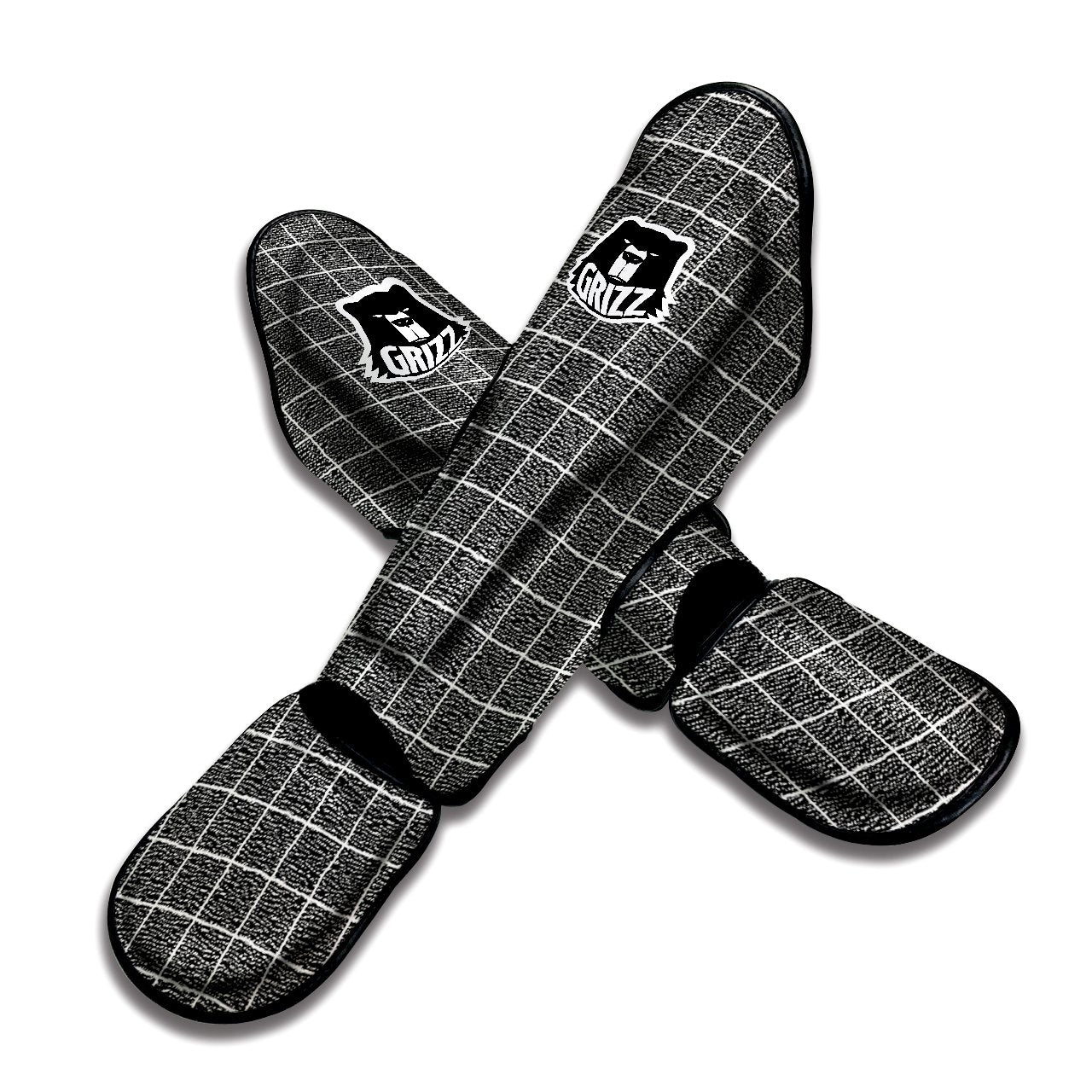 Windowpane Noisy Print Pattern Muay Thai Shin Guards-grizzshop