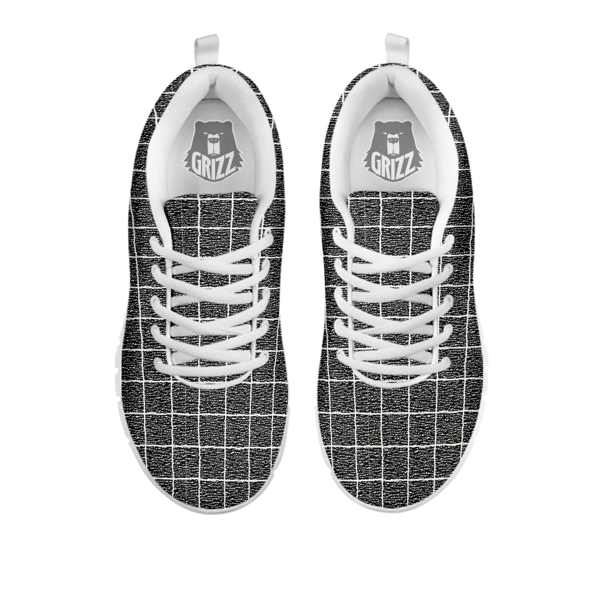Windowpane Noisy Print Pattern White Sneaker-grizzshop