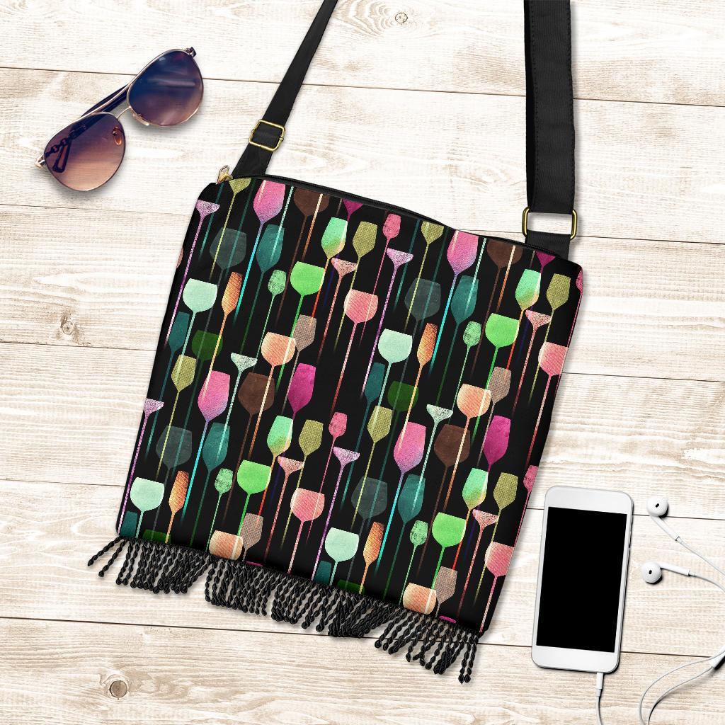 Wine Glass Pattern Print Crossbody Bags-grizzshop