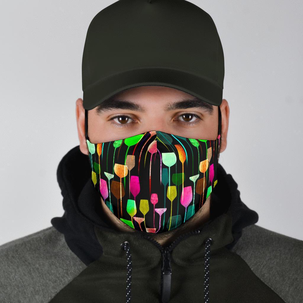 Wine Glass Pattern Print Face Mask-grizzshop
