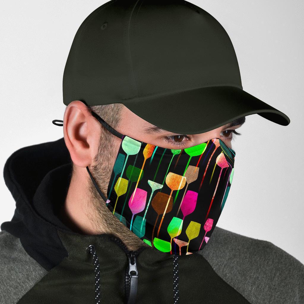 Wine Glass Pattern Print Face Mask-grizzshop
