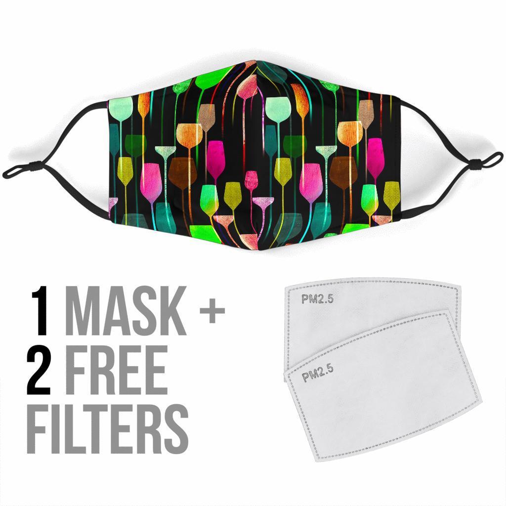 Wine Glass Pattern Print Face Mask-grizzshop
