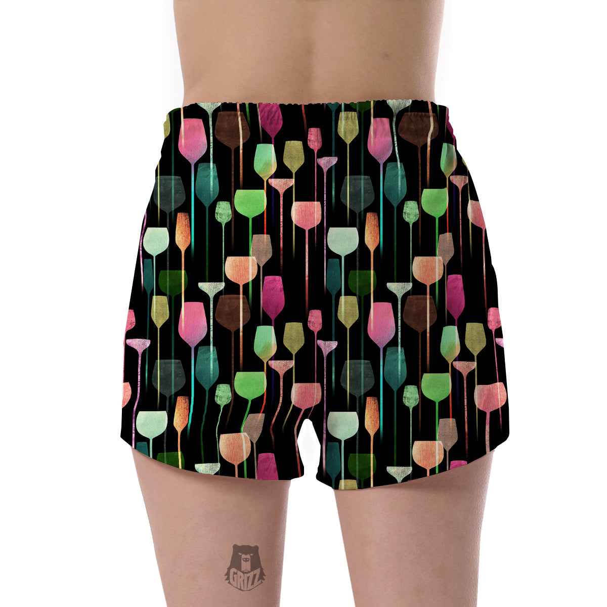 Wine Glass Pattern Print Women's Shorts-grizzshop