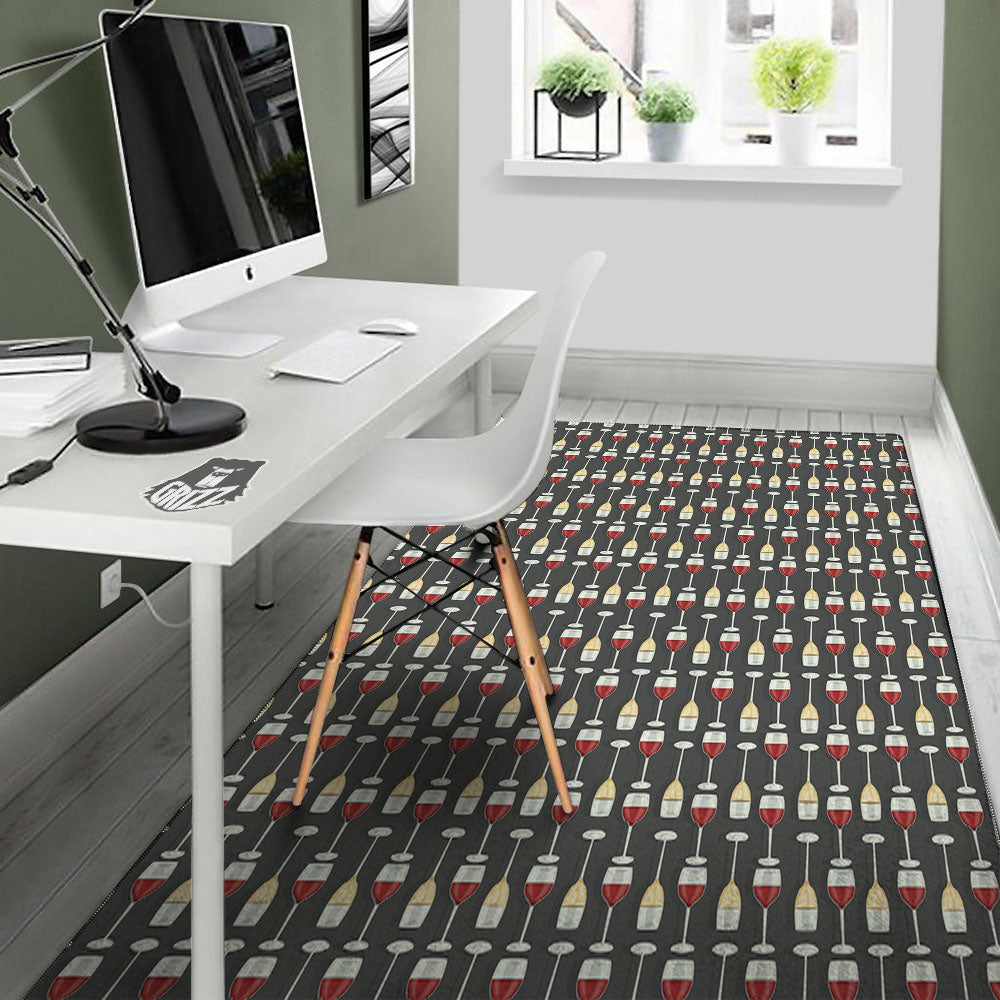 Wine Glasses Print Pattern Floor Mat-grizzshop