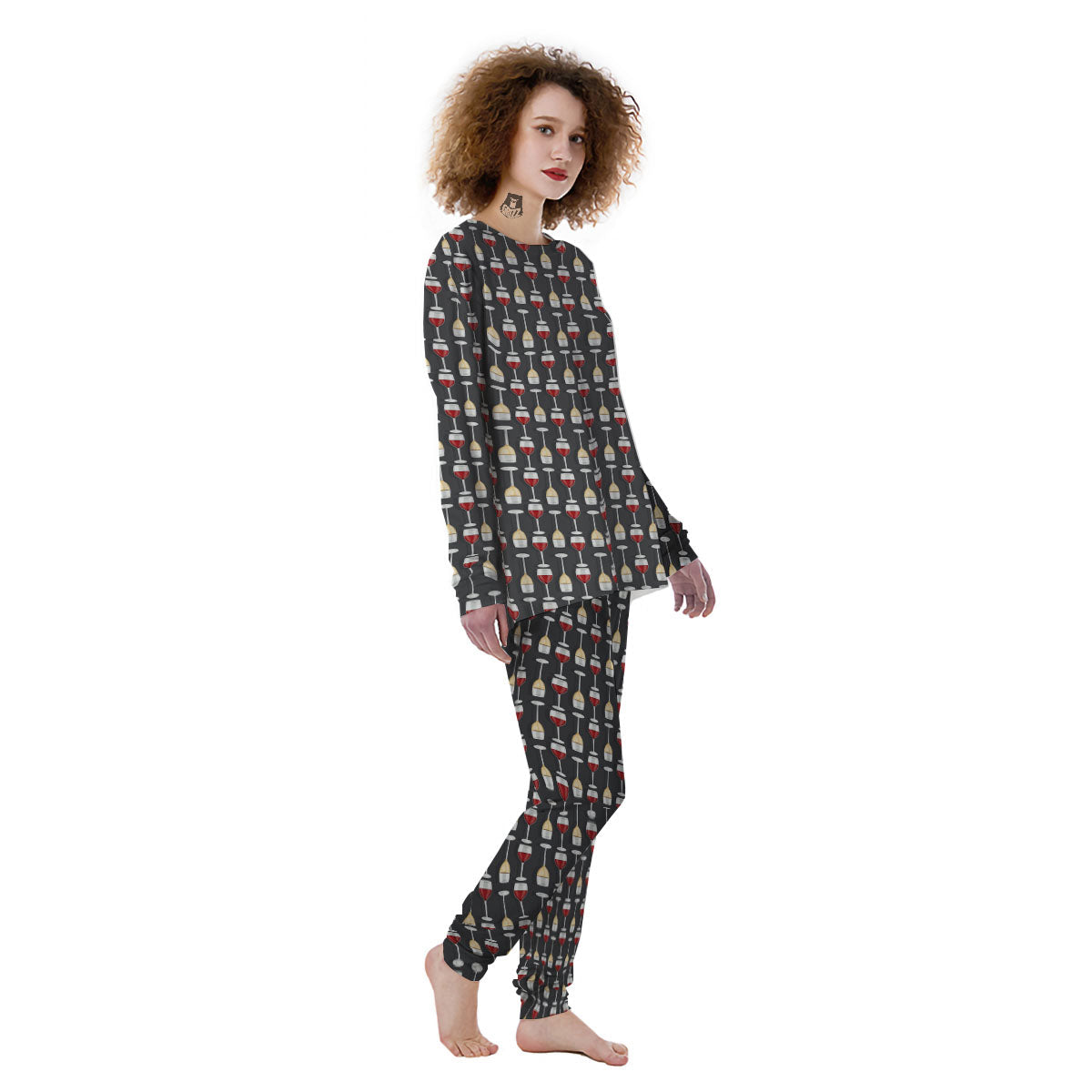 Wine Glasses Print Pattern Women's Pajamas-grizzshop