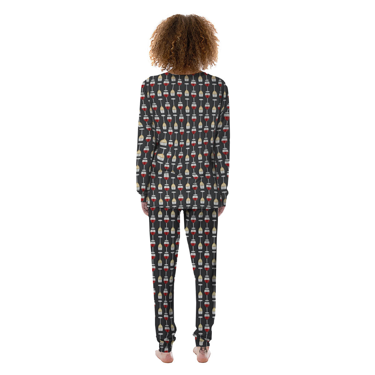 Wine Glasses Print Pattern Women's Pajamas-grizzshop