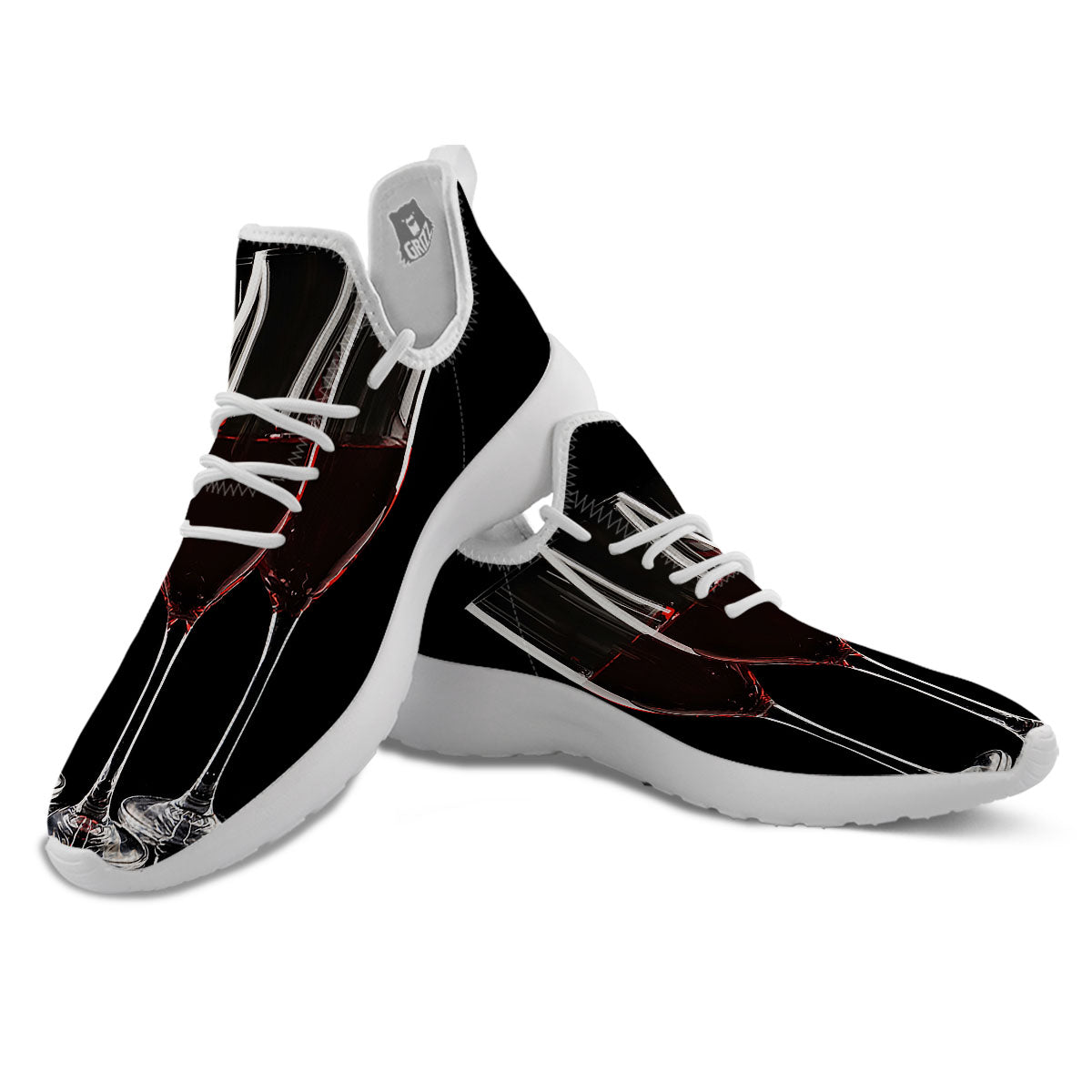 Wine Glasses Print White Athletic Shoes-grizzshop