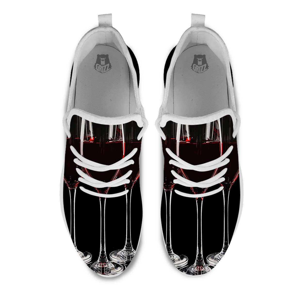 Wine Glasses Print White Athletic Shoes-grizzshop