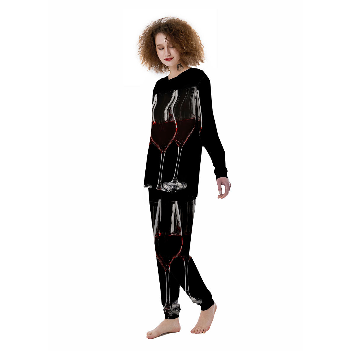 Wine Glasses Print Women's Pajamas-grizzshop