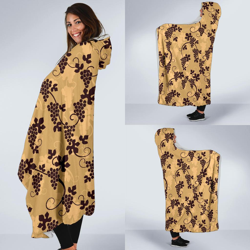 Wine Grape Pattern Print Hooded Blanket-grizzshop