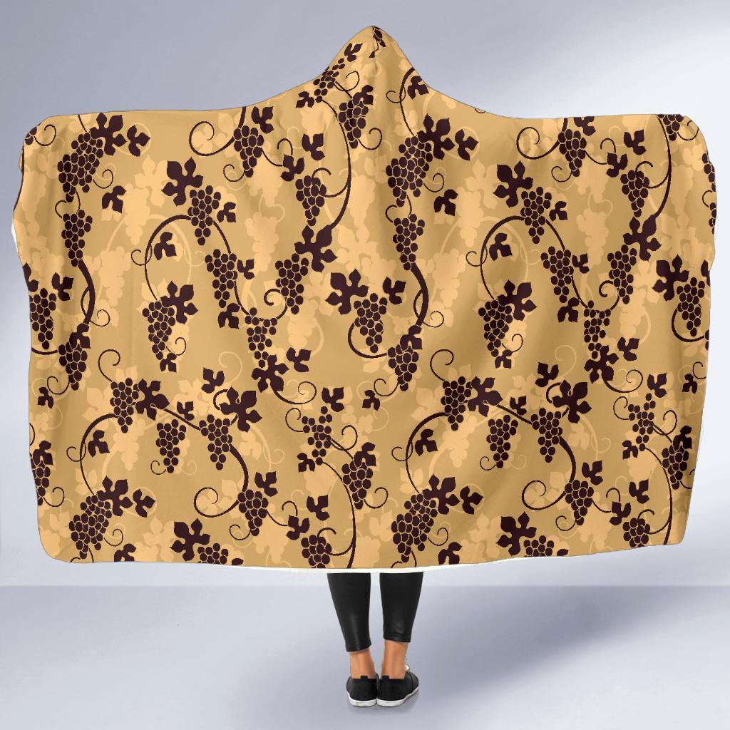 Wine Grape Pattern Print Hooded Blanket-grizzshop