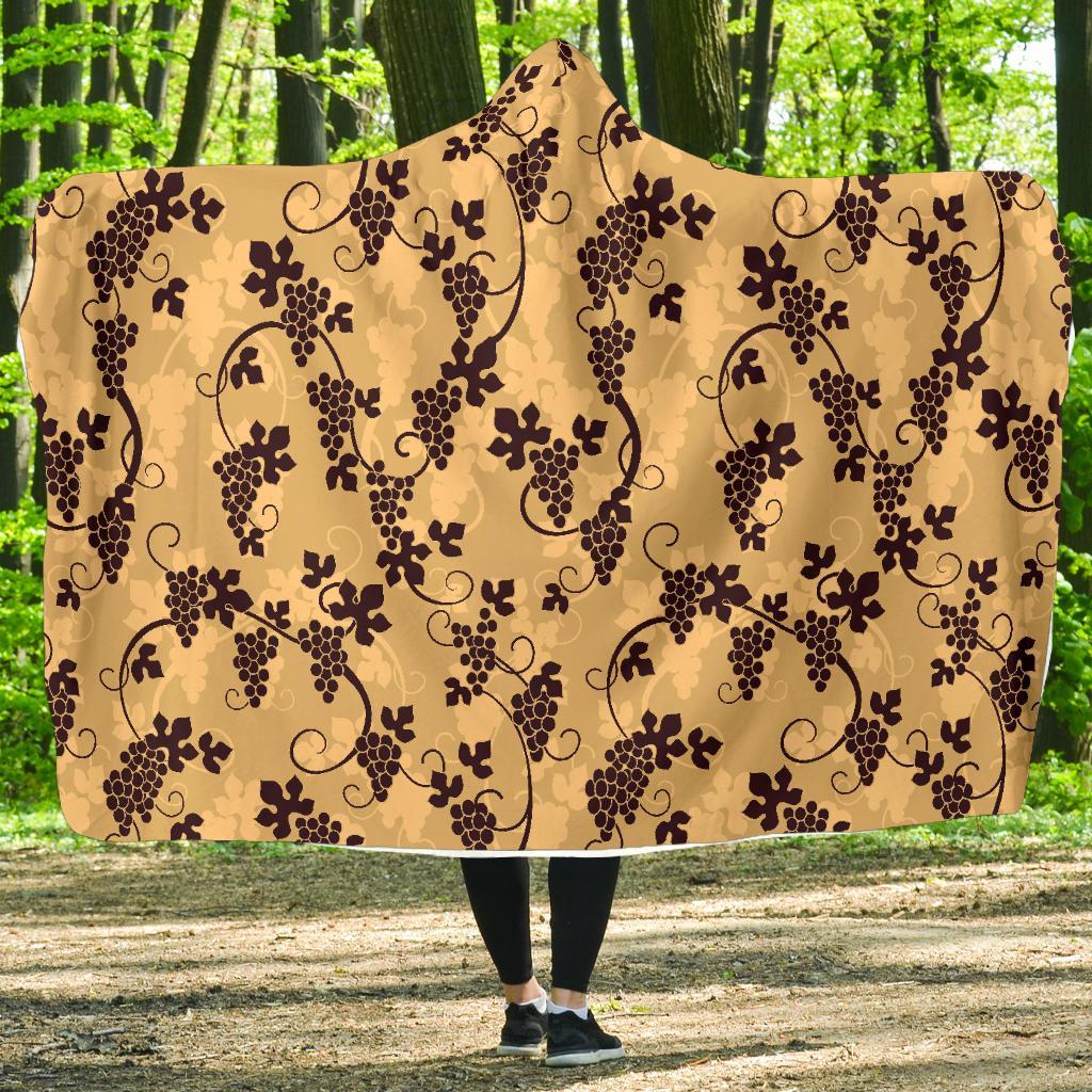 Wine Grape Pattern Print Hooded Blanket-grizzshop