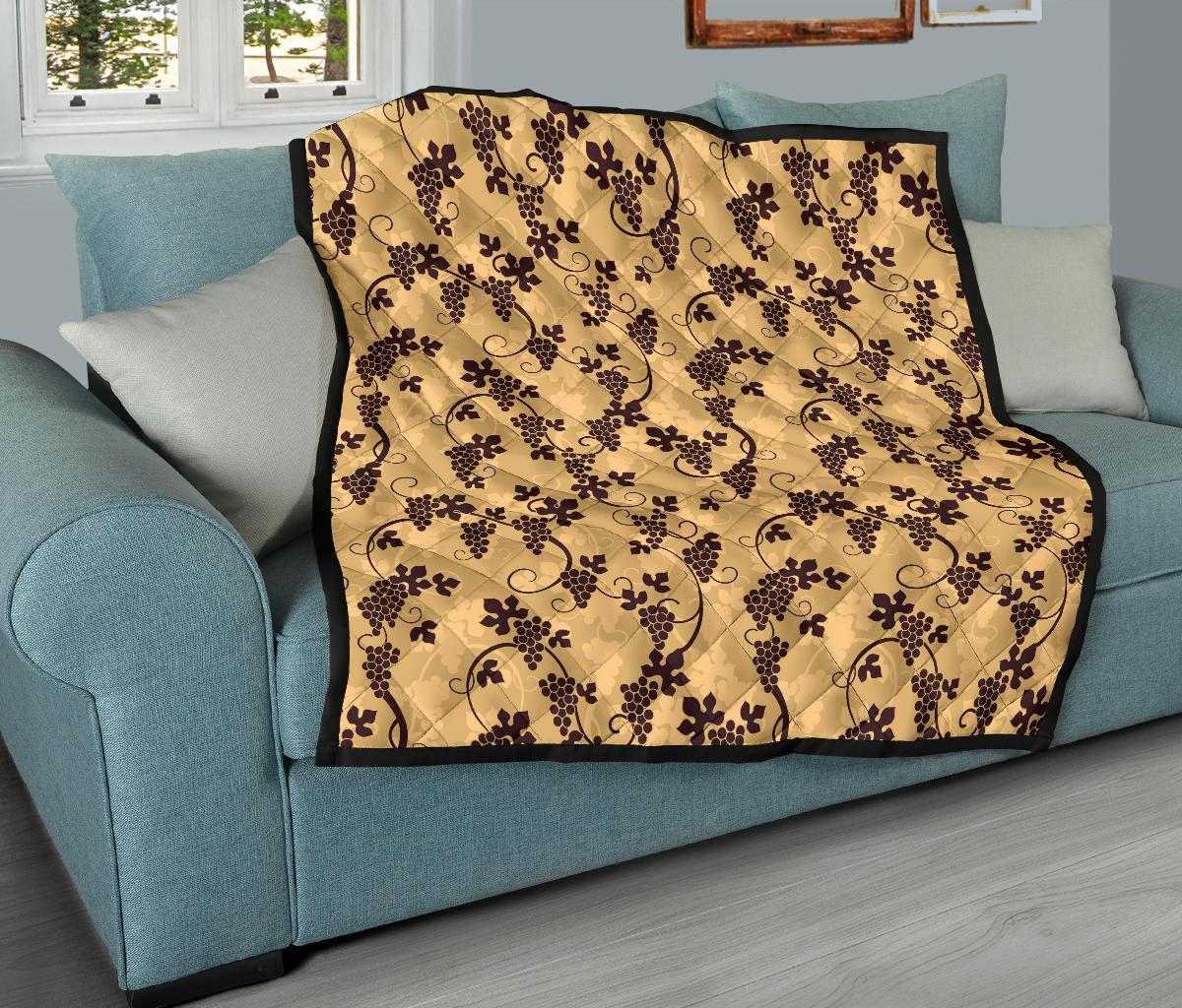Wine Grape Pattern Print Quilt-grizzshop