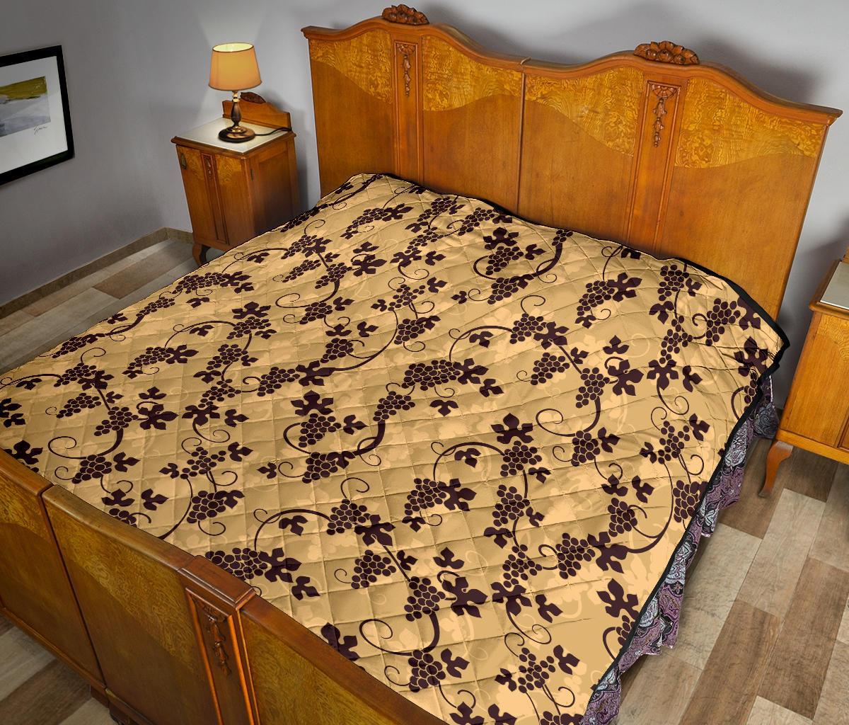 Wine Grape Pattern Print Quilt-grizzshop