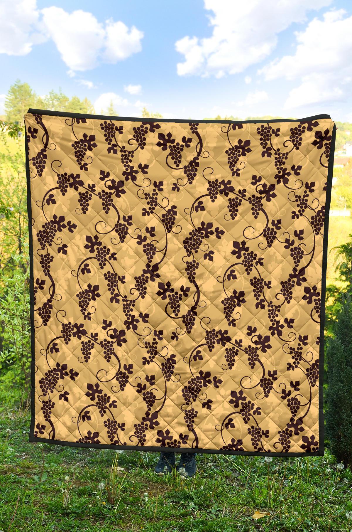 Wine Grape Pattern Print Quilt-grizzshop