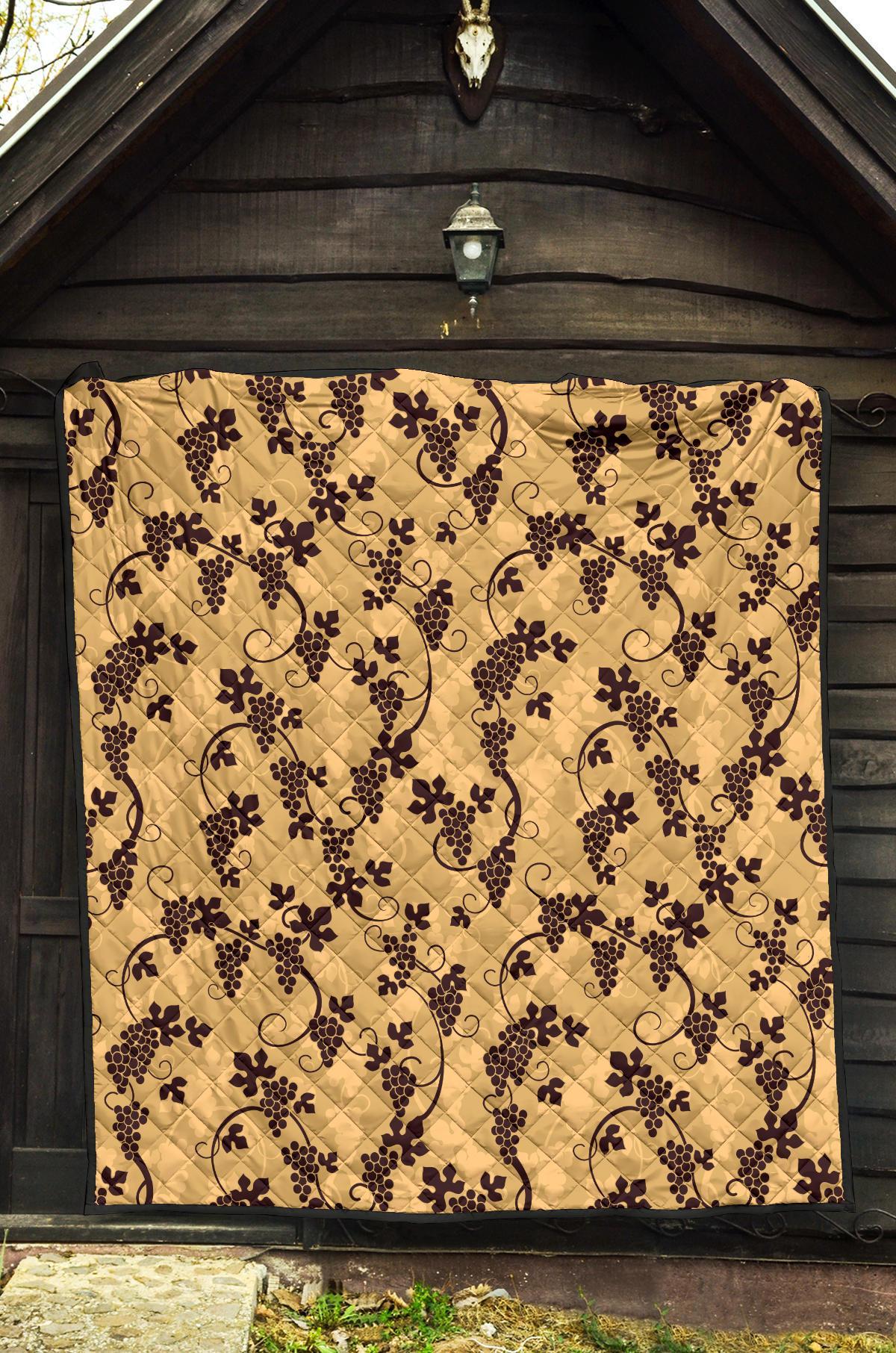 Wine Grape Pattern Print Quilt-grizzshop
