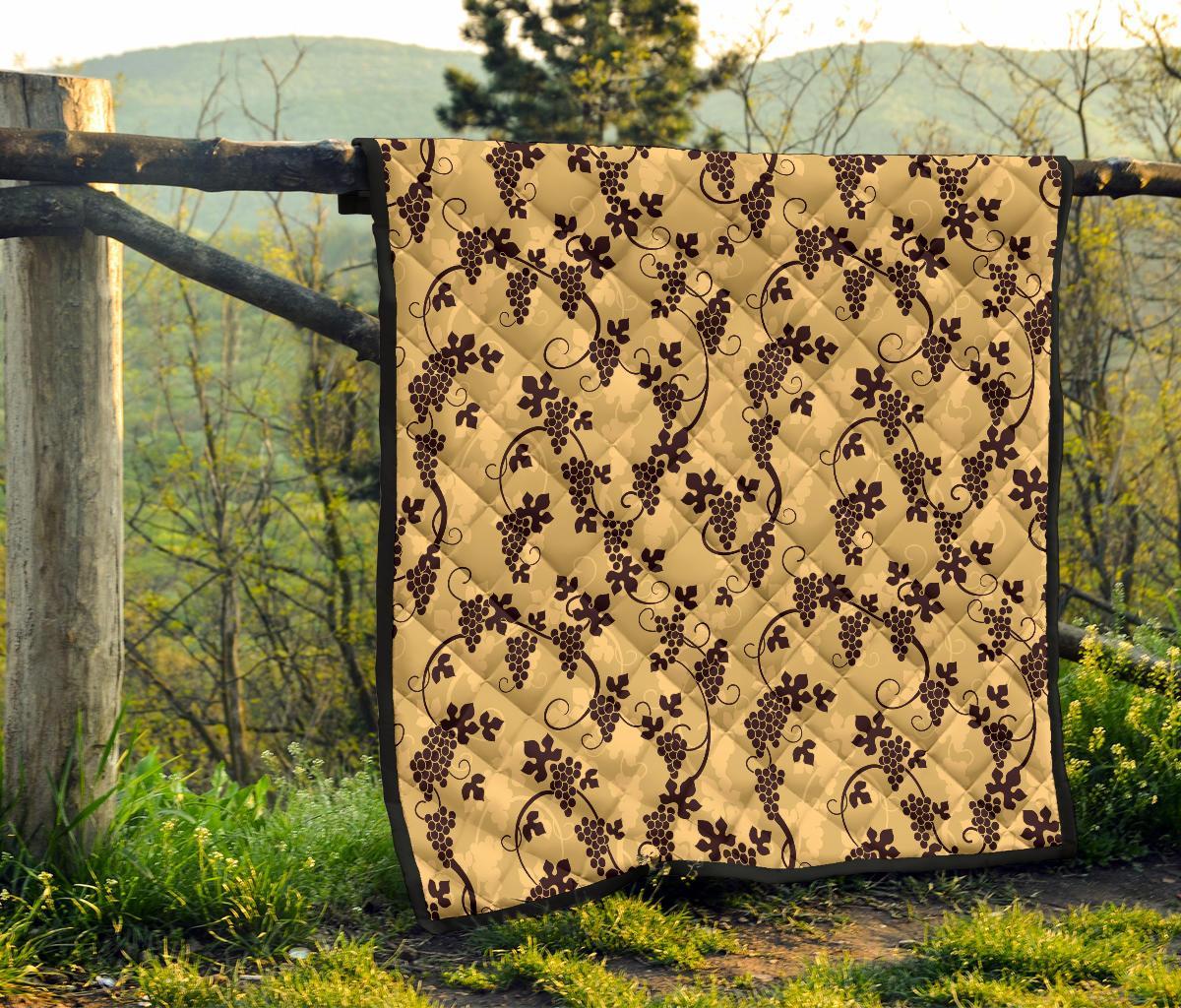 Wine Grape Pattern Print Quilt-grizzshop