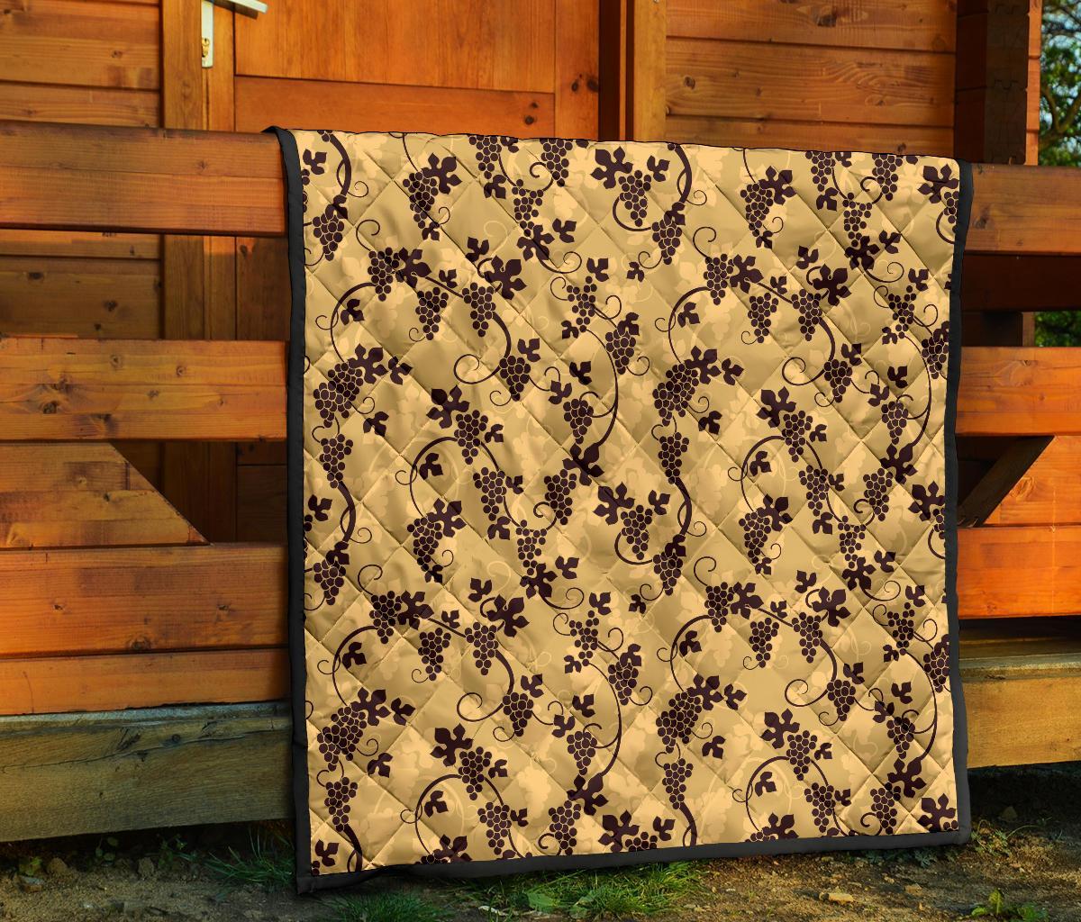 Wine Grape Pattern Print Quilt-grizzshop