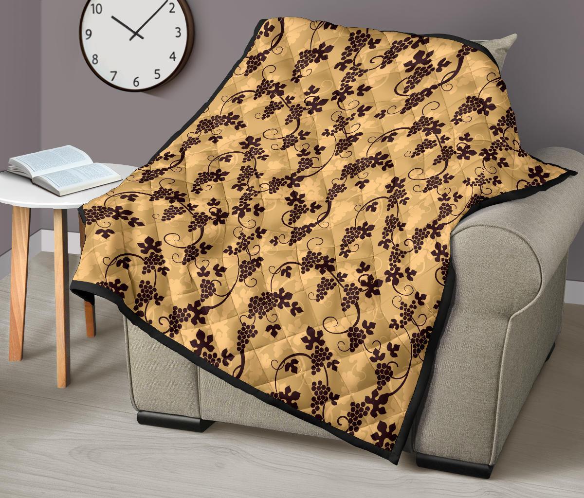 Wine Grape Pattern Print Quilt-grizzshop