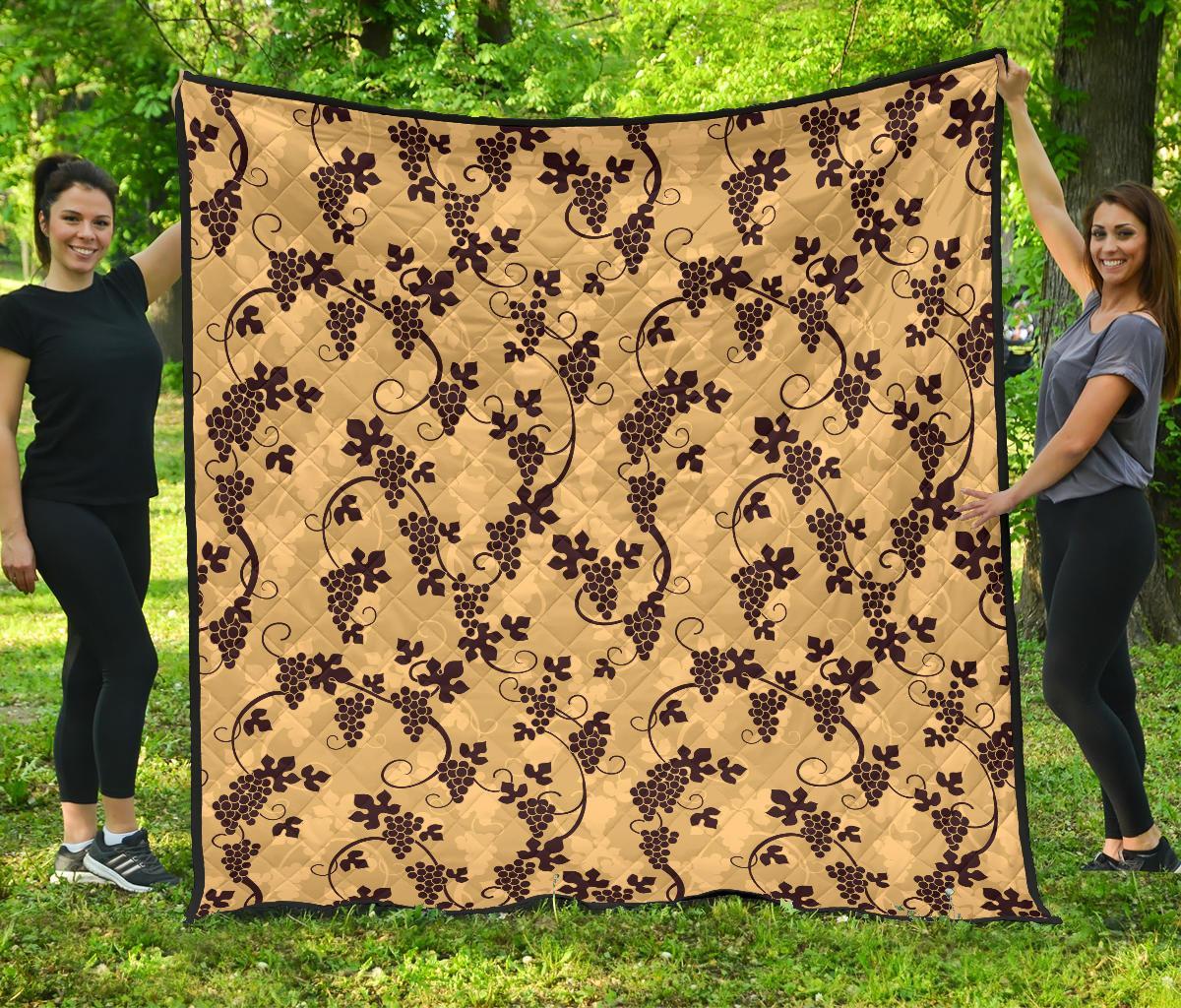 Wine Grape Pattern Print Quilt-grizzshop