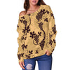Wine Grape Pattern Print Women Off Shoulder Sweatshirt-grizzshop