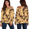Wine Grape Pattern Print Women Off Shoulder Sweatshirt-grizzshop