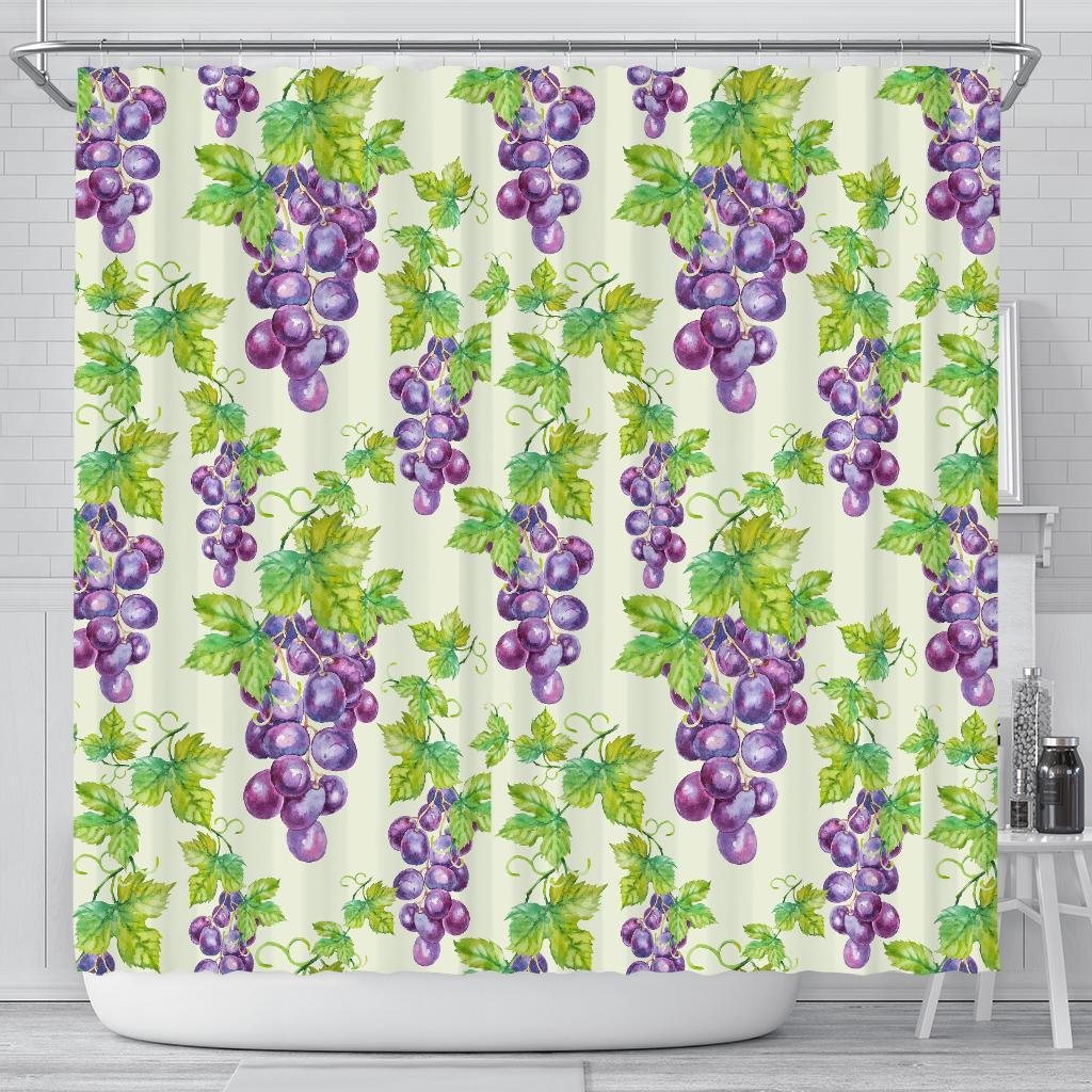 Wine Grape Print Pattern Bathroom Shower Curtain-grizzshop