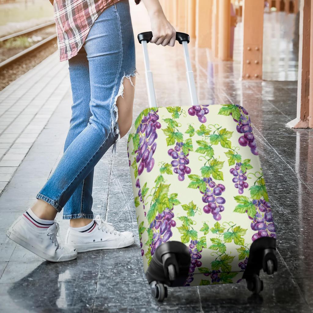 Wine Grape Print Pattern Luggage Cover Protector-grizzshop