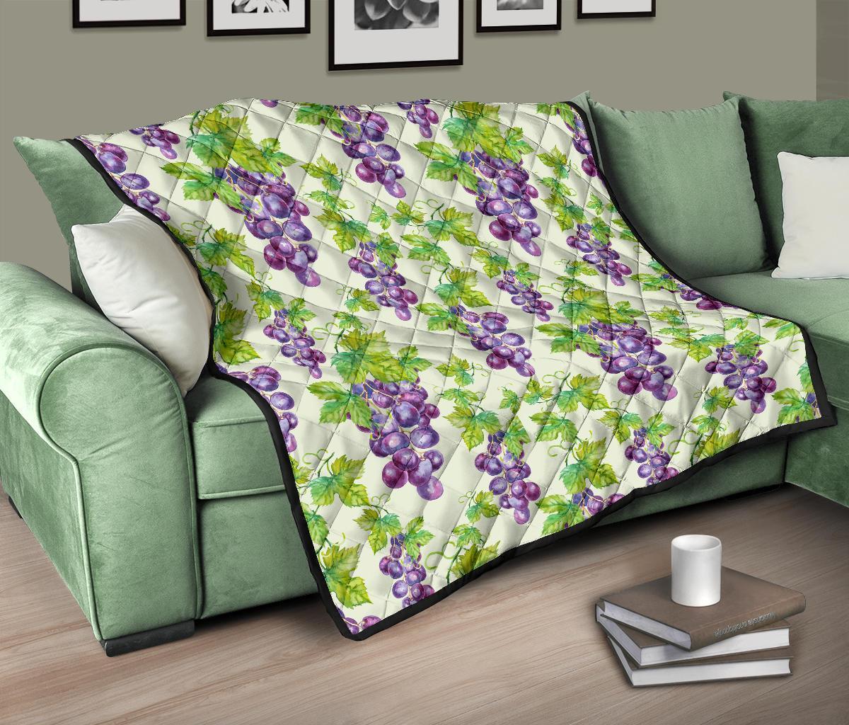 Wine Grape Print Pattern Quilt-grizzshop