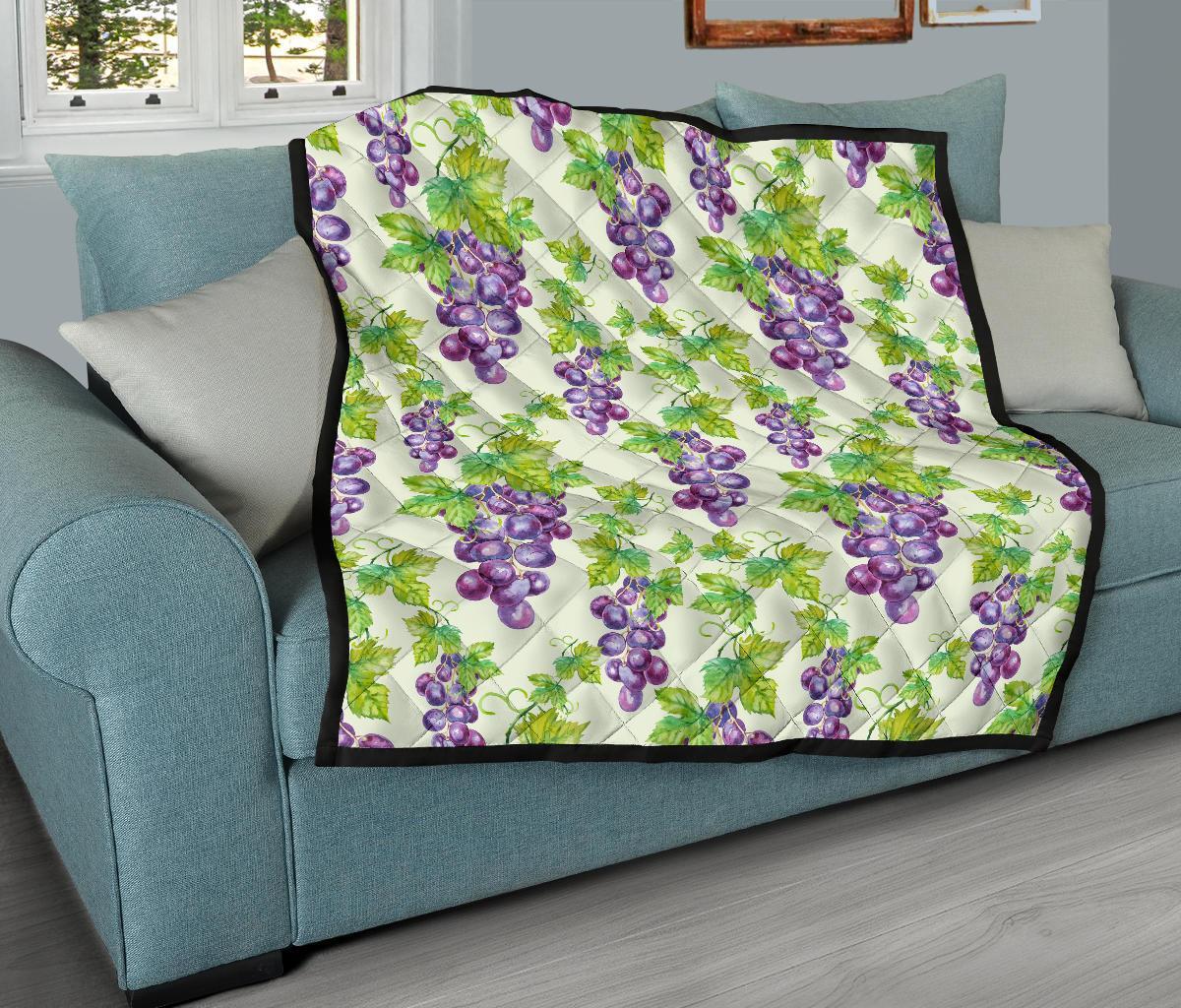 Wine Grape Print Pattern Quilt-grizzshop