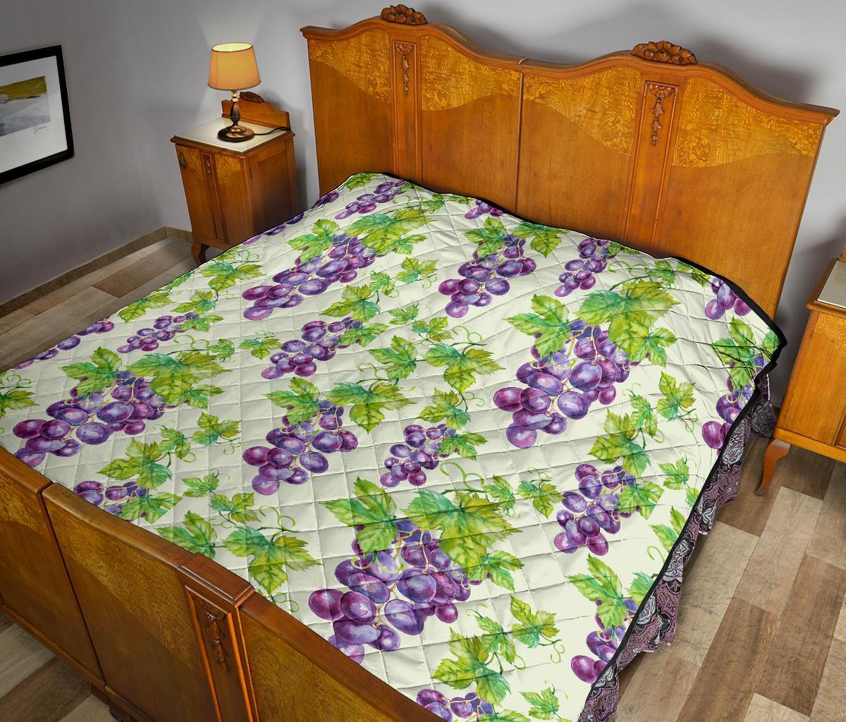 Wine Grape Print Pattern Quilt-grizzshop