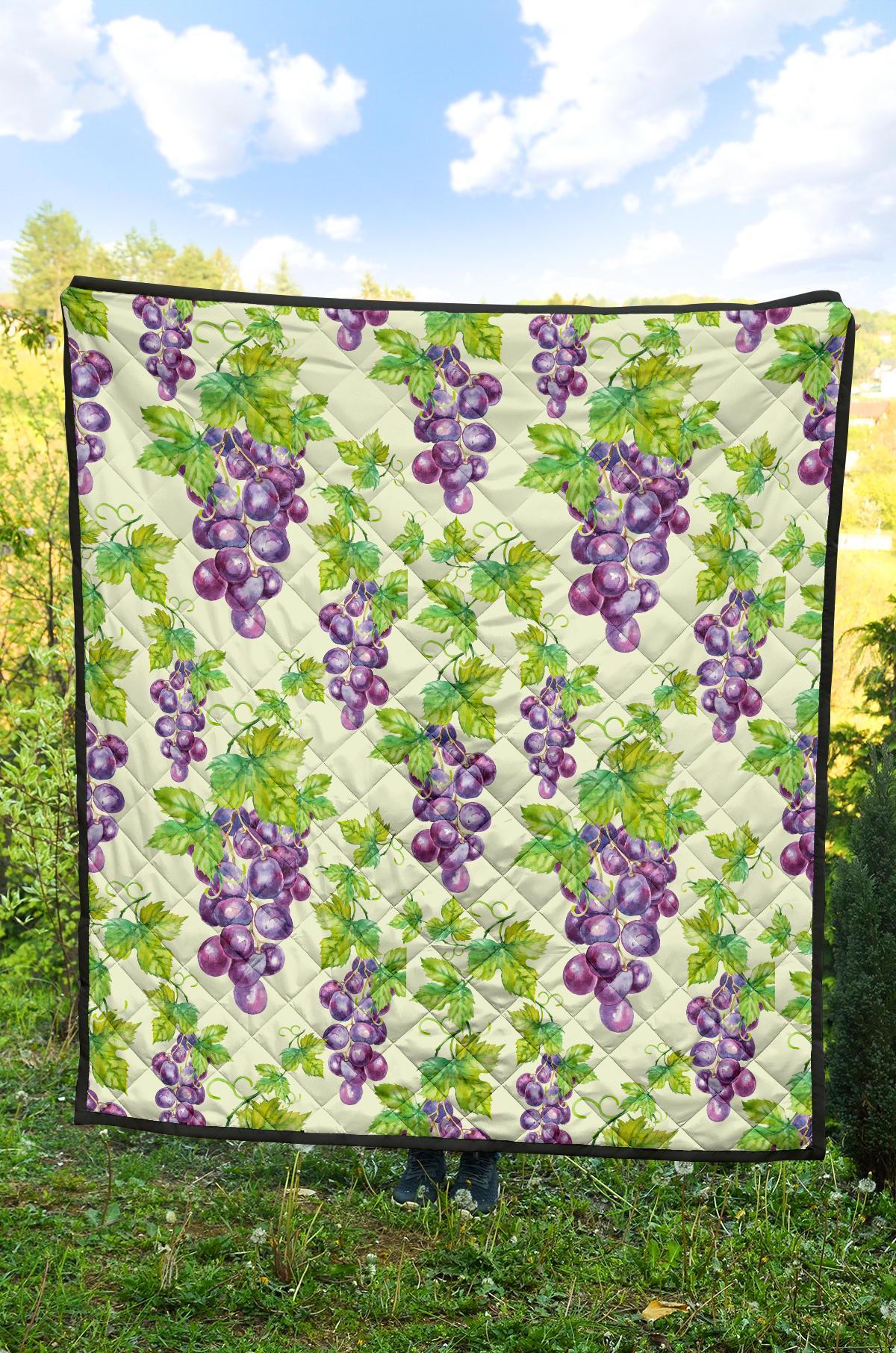 Wine Grape Print Pattern Quilt-grizzshop