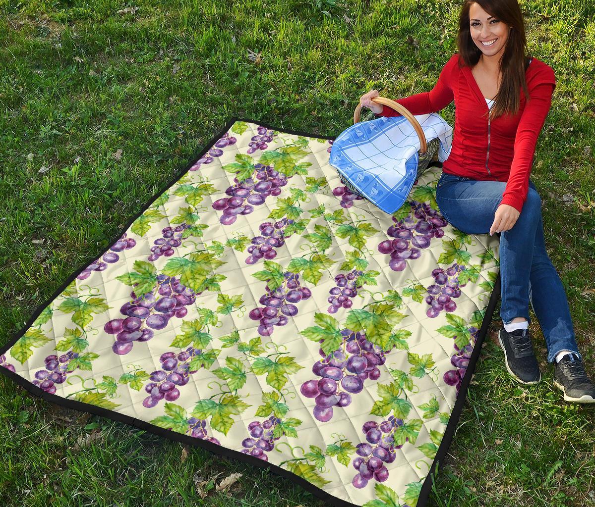 Wine Grape Print Pattern Quilt-grizzshop