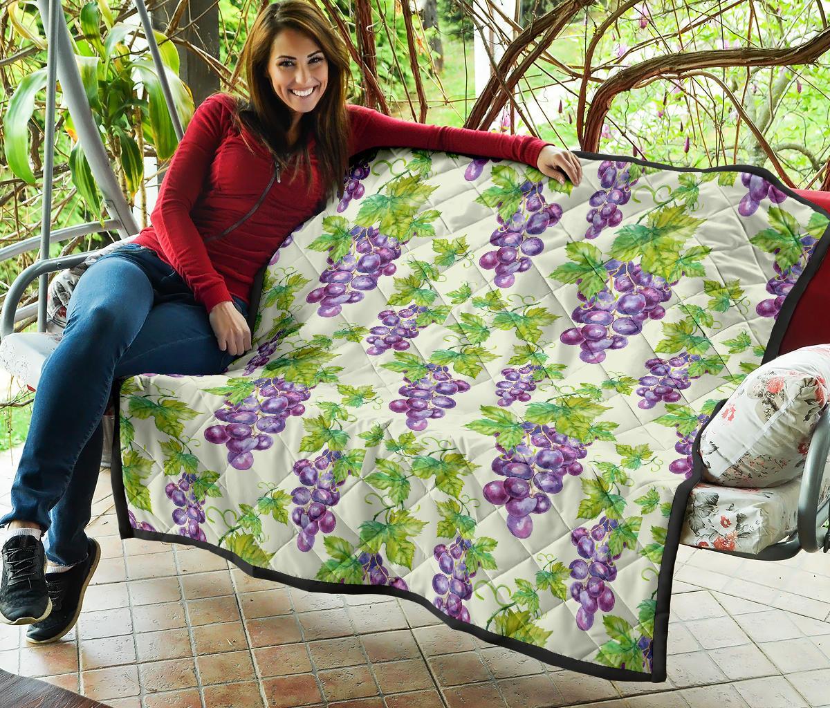 Wine Grape Print Pattern Quilt-grizzshop