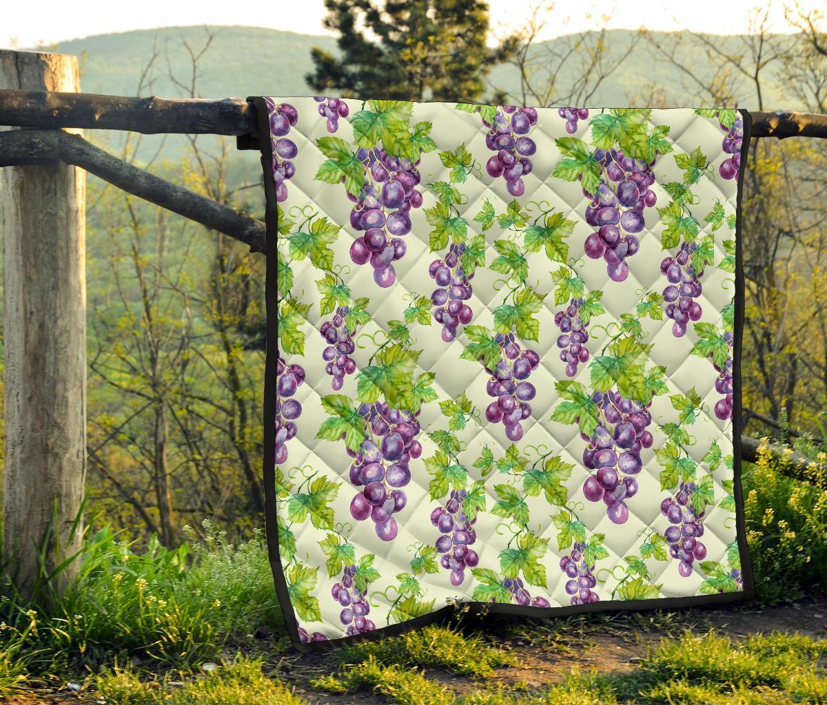 Wine Grape Print Pattern Quilt-grizzshop