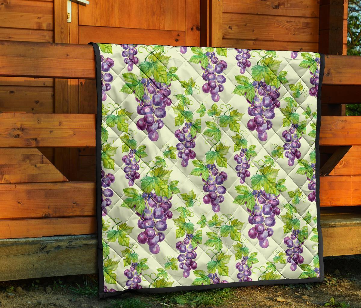 Wine Grape Print Pattern Quilt-grizzshop